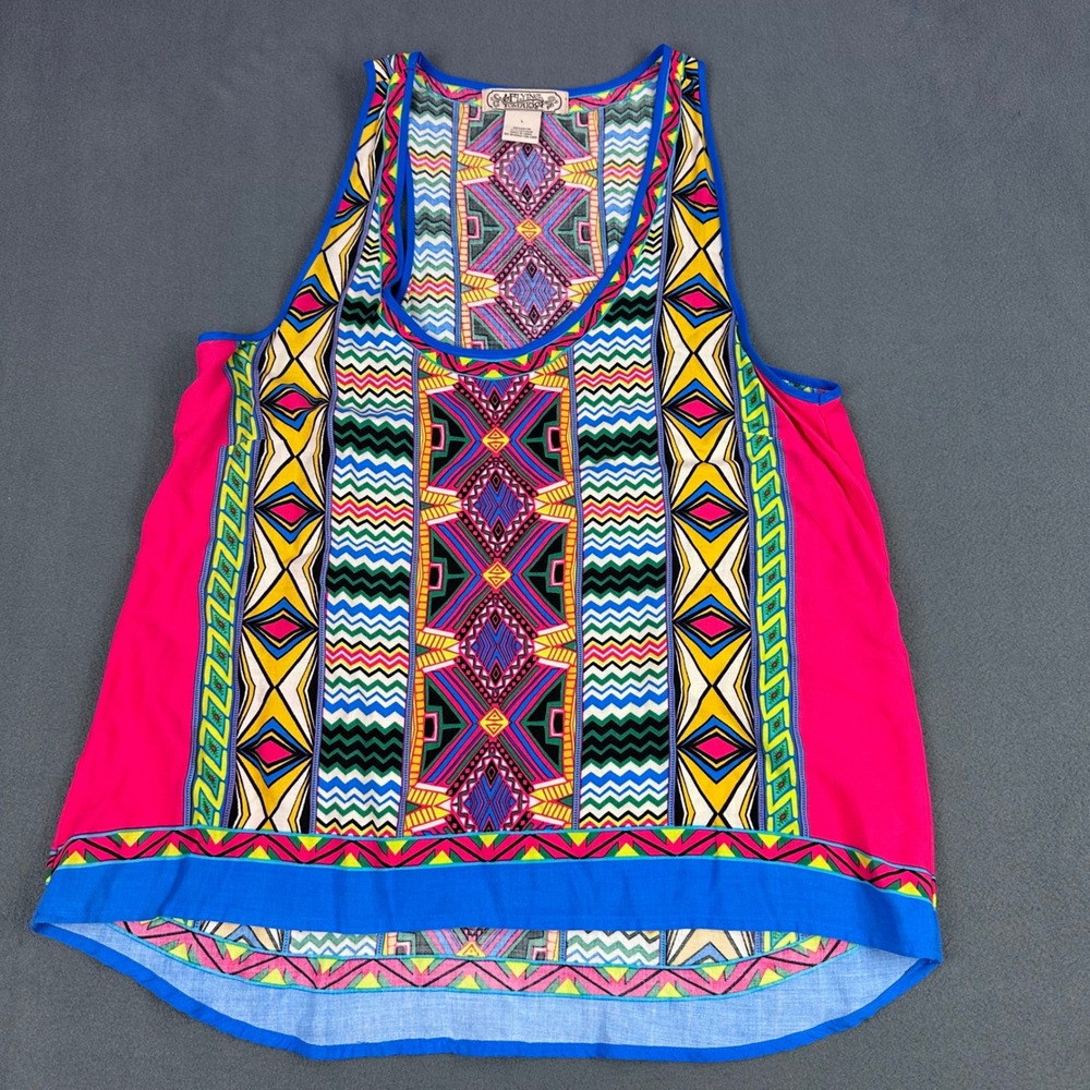 Flying Tomato Womens Large Geometric Tribal Print High Low Tank Top IT6698 Pink